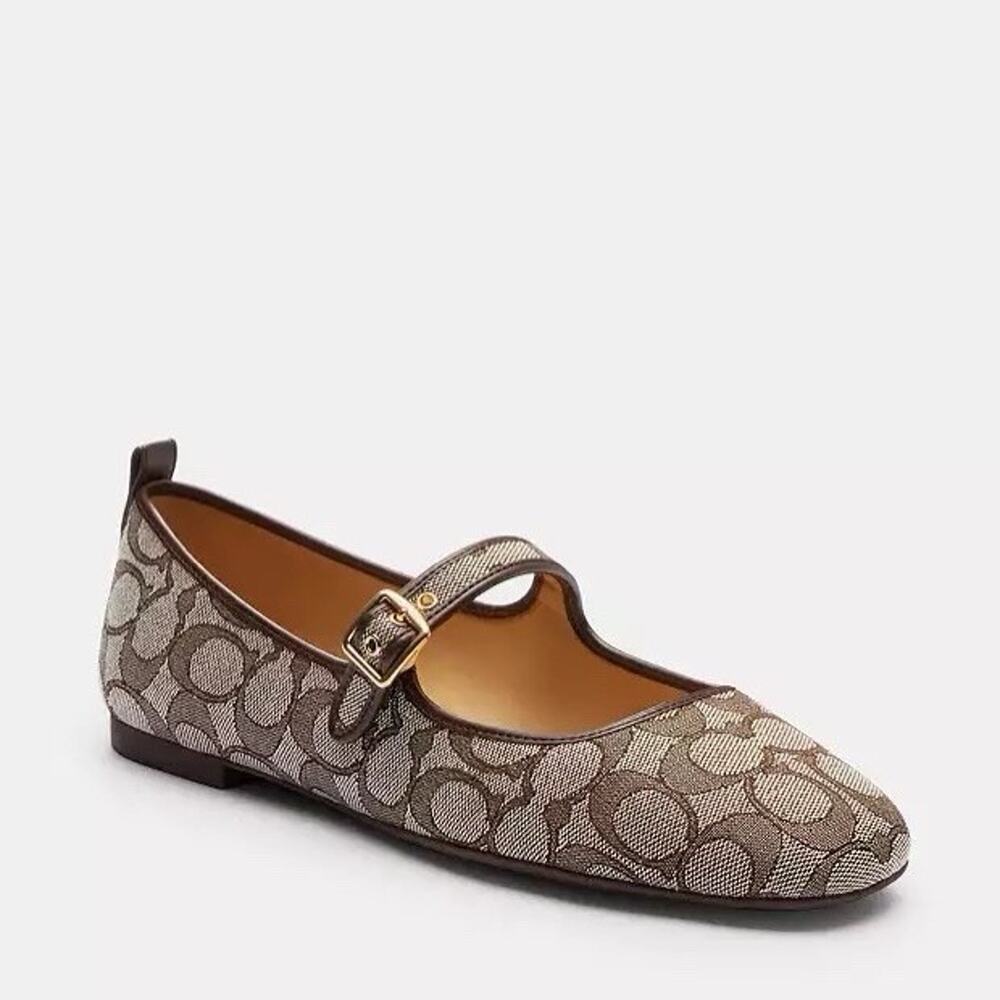 NEW Coach C Rivet Mary Jane In Signature Jacquard Oak/Maple CAP82 us9 - Picture 9 of 12